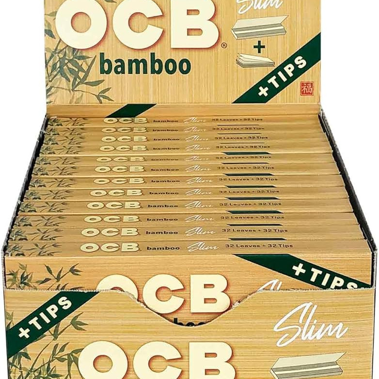 OCB Bamboo King Size Slim Rolling Paper + Tips (32 Booklets)