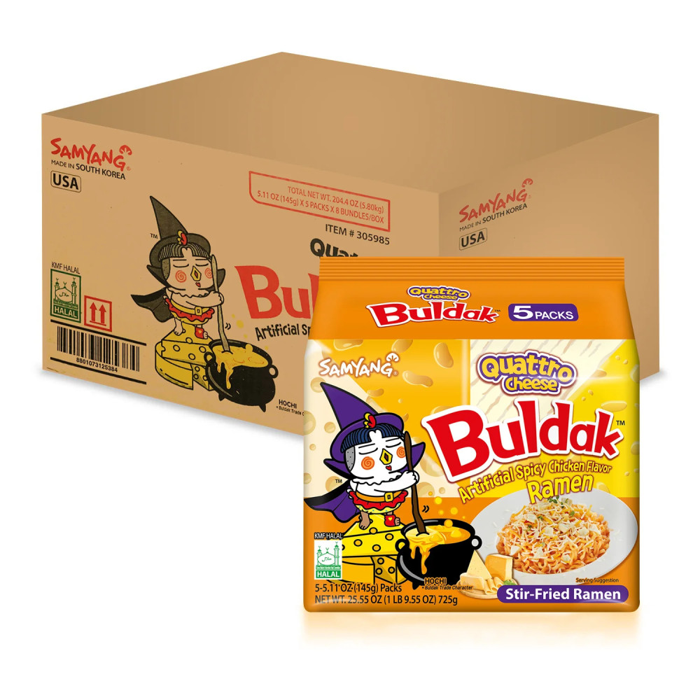 Samyang Buldak Quattro Cheese 140g Chicken Flavoured Noodles (Pack of 5)