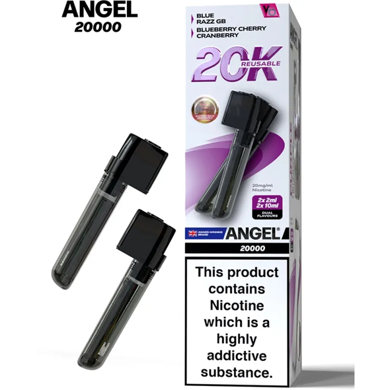 Angel 20,000 Puffs Prefilled Pods Purple Edition(Blue Razz Gummy Bear & Blueberry Cherry Cranberry)
