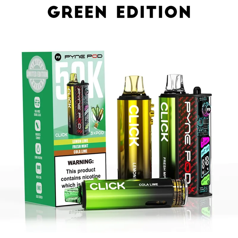 Pyne Pod 50,000 Puffs Kits Green Edition(Lemon Lime & Fresh Mint & Cola Lime)