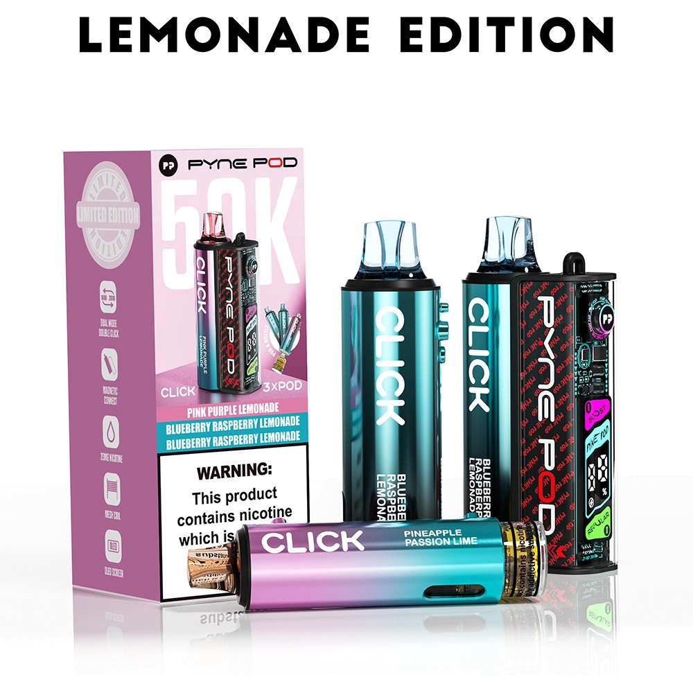 Pyne Pod 50,000 Puffs Kits Lemonade Edition(Pink Purple Lemonade & Blueberry Raspberry Lemonade x 2)

