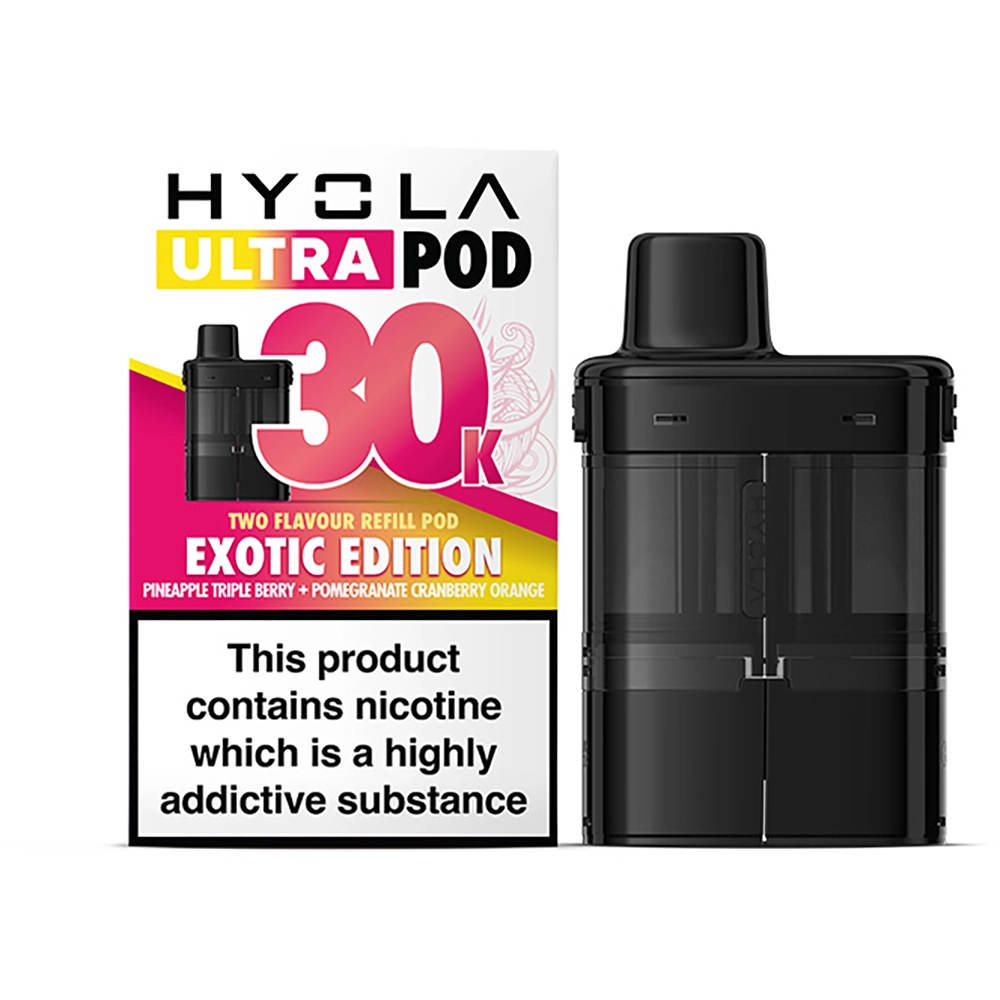  Hyola Ultra 30,000 Puffs Prefilled Pods Exotic Edition(Pineapple Triple Berry & Pomegranate Cranberry
Orange)