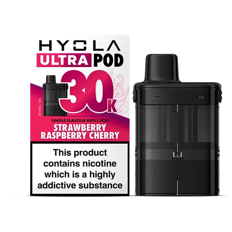 Hyola Ultra 30,000 Puffs Prefilled Pods Strawberry Raspberry Cherry