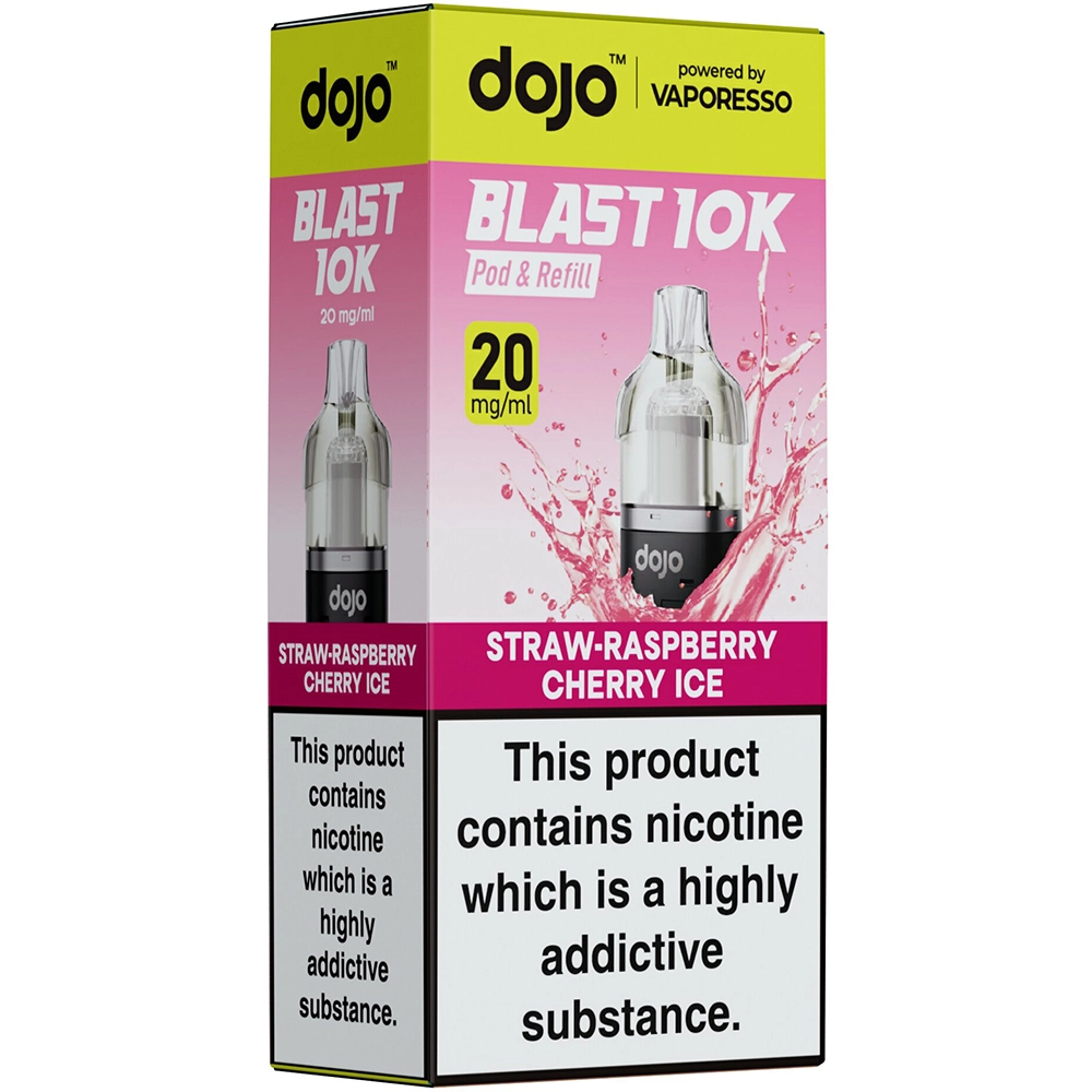 Dojo Blast 10,000 Puffs Prefilled Pods Straw-Raspberry Cherry Ice 