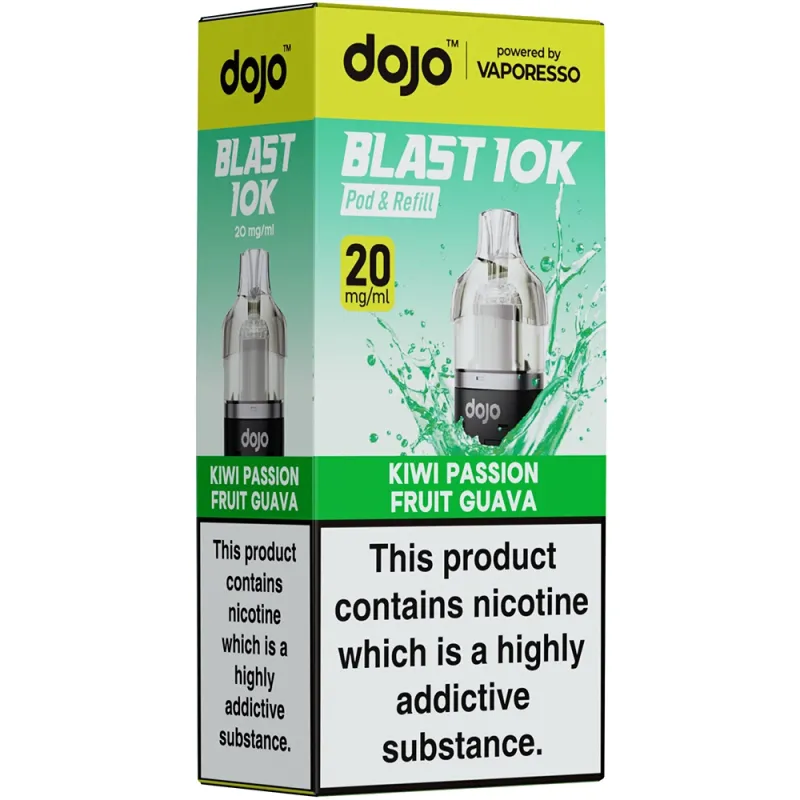 Dojo Blast 10,000 Puffs Prefilled Pods Kiwi Passion Fruit Gauva