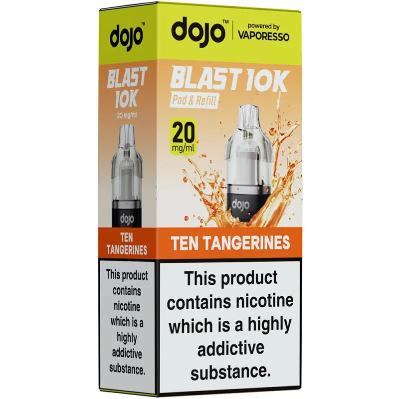 Dojo Blast 10,000 Puffs Prefilled Pods Ten Tangerines