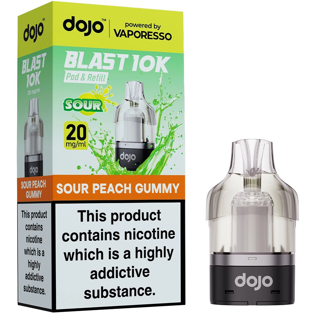 Dojo Blast 10,000 Puffs Prefilled Pods Sour Peach Gummy 
