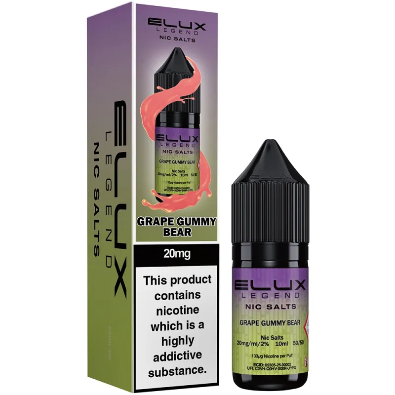 Elux Legend Nic Salt 10mg Grape Gummy Bear
