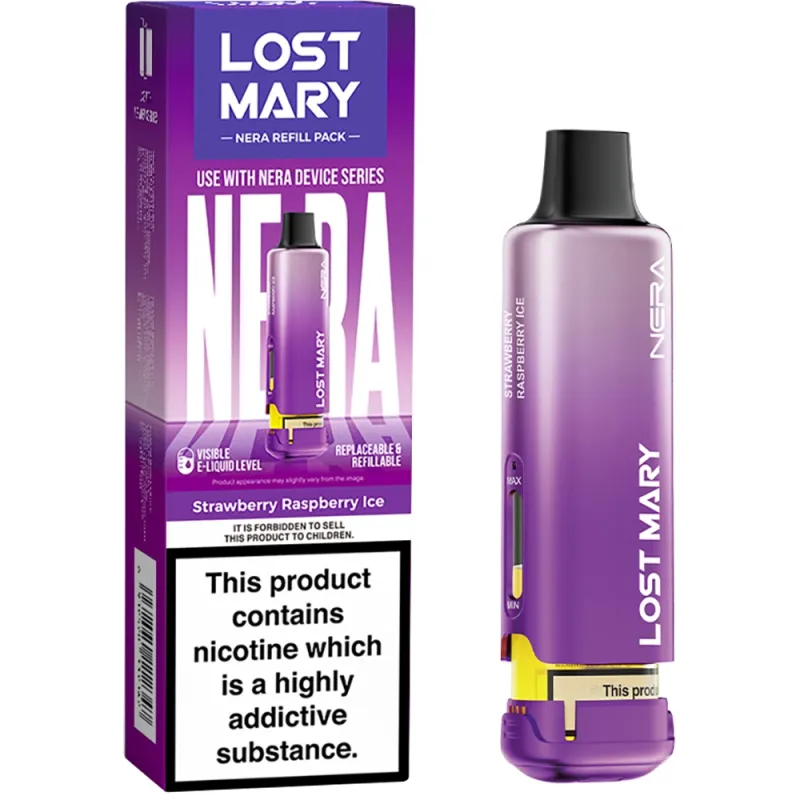 Lost Mary Nera 15,000 Puffs Prefilled Pods Strawberry Raspberry Ice