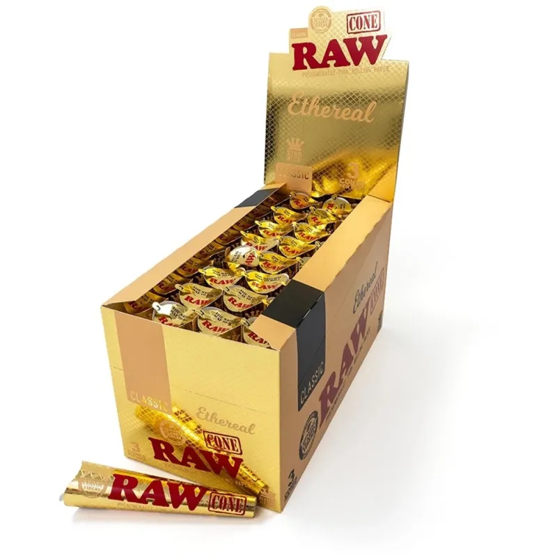 Raw Ethereal Gold King Size Pre Rolled Cones (3 x 32 Pack)