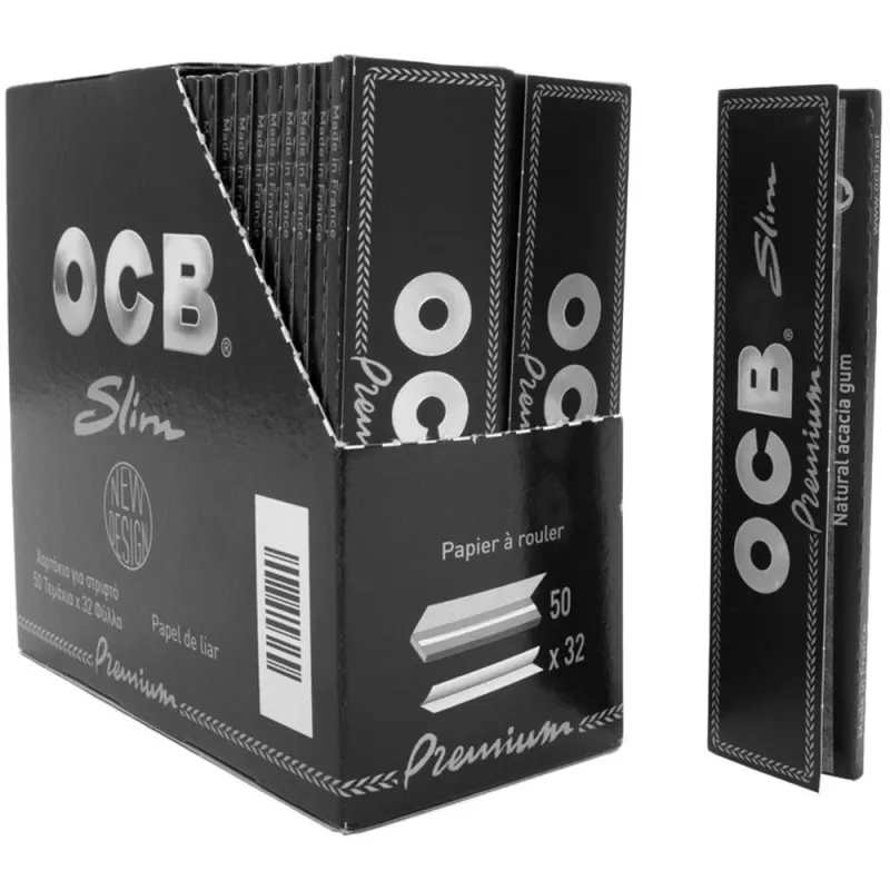 OCB Black Premium King Size Slim Rolling Paper + Tips (32 Booklets)