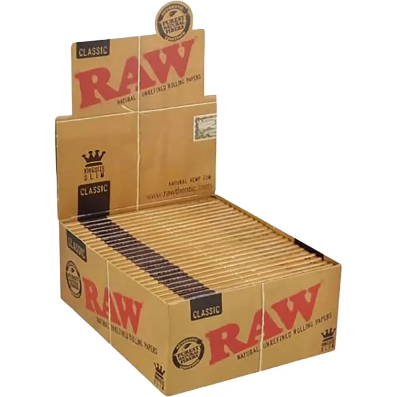 Raw Classic king Size Slim Rolling Paper (Pack of 50)