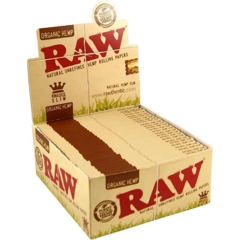 Raw Organic Hemp King Size Slim Rolling Paper (Pack of 50)