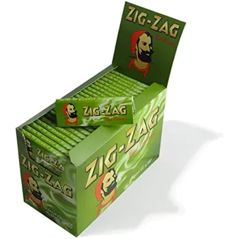 Zig-Zag Green Cut Corners Standard Size Rolling Papers (100 Booklets)