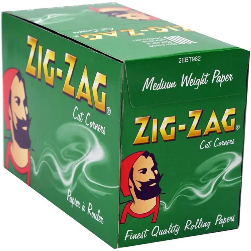 Zig-Zag Green Cut Corners Rolling Paper (Pack of 10)