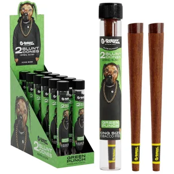 G-Rollz King Size 2 Blunt Cones Green Punch (Pack of 12)