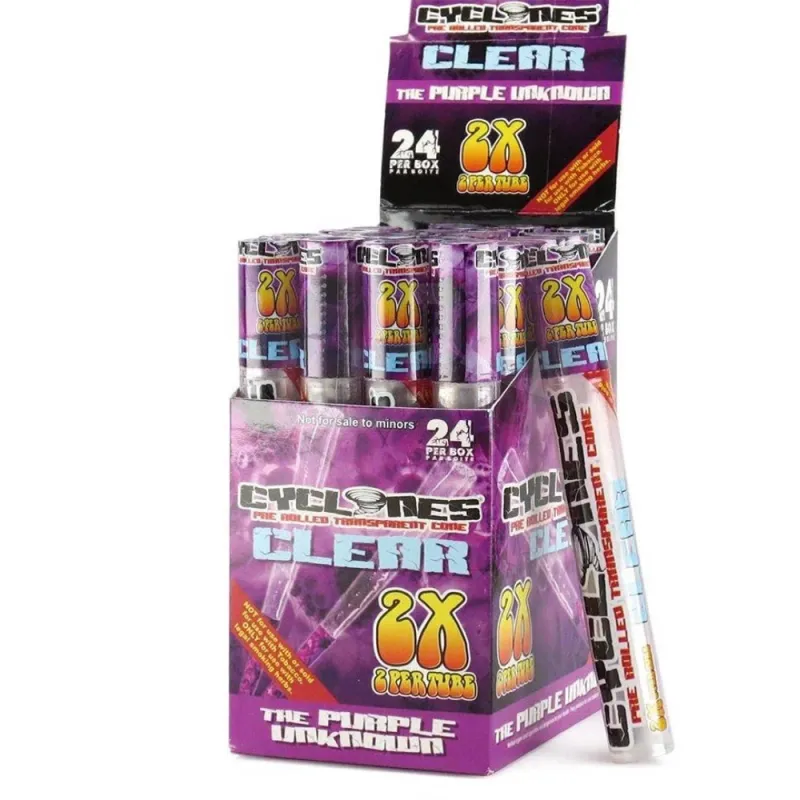 Cyclones Pre-Rolled Transparent Cones Clear The Purple Unknown (2 x 24 Pack)