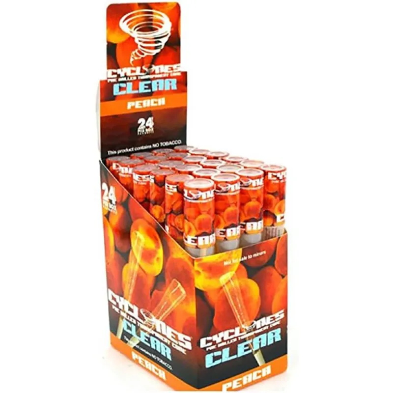 Cyclones Clear Pre Rolled Transparent Cones Peach (Pack of 24)