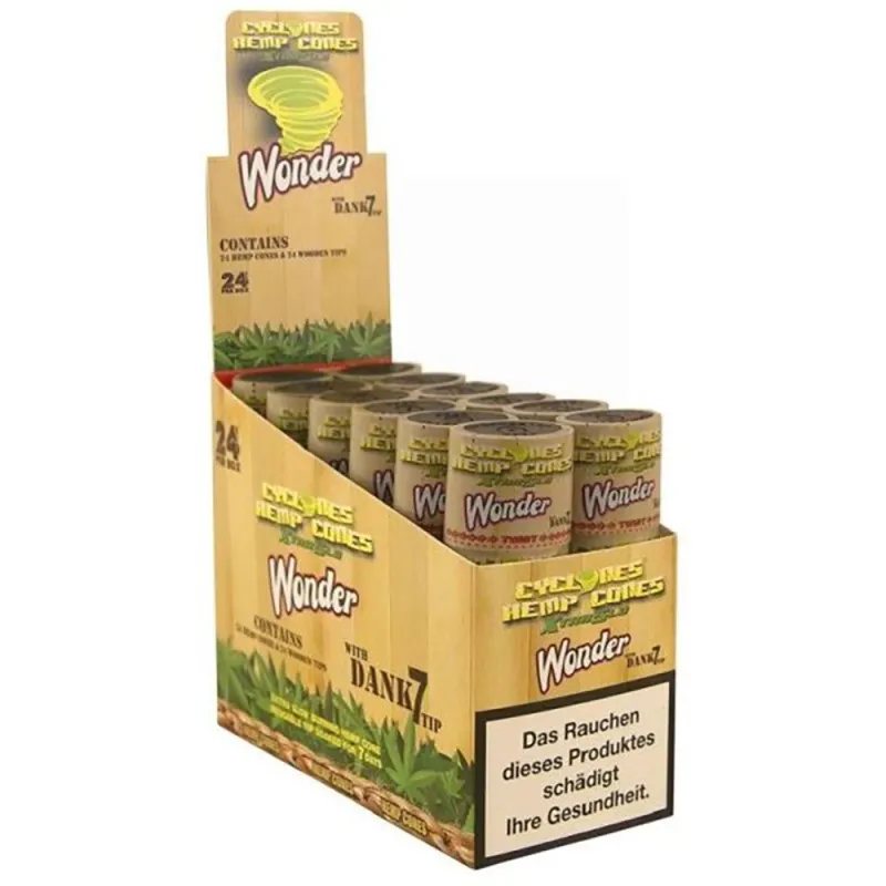 Cyclones Wonder Xtra Slow Hemp Cones with Wooden Tips (Pack of 24)