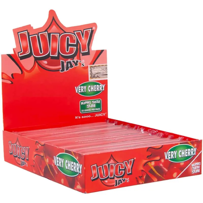 Juicy Jay`s King Size Slim Very Cherry Hemp Papers (Pack of 24)