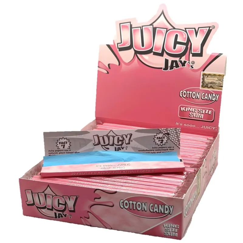 Juicy Jay`s King Size Slim Cotton Candy Hemp Papers (Pack of 24)