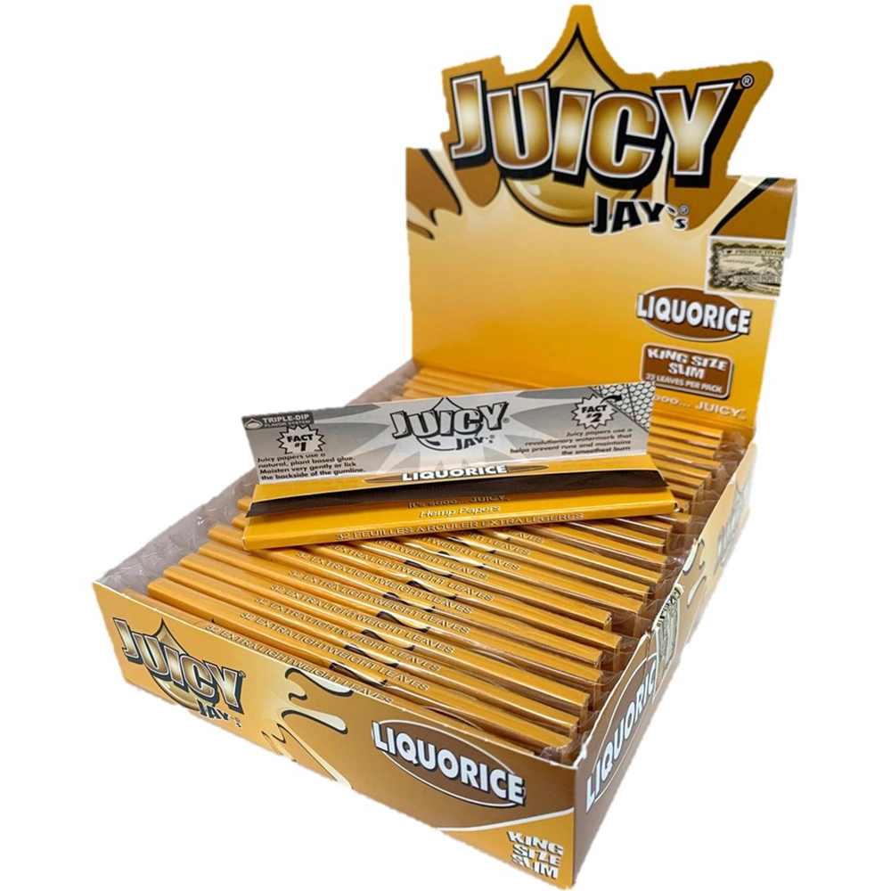 Juicy Jay`s King Size Slim Liquorice Hemp Papers (Pack of 24)