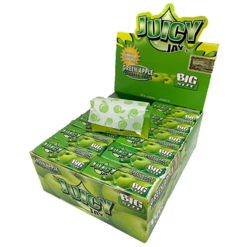 Juicy Jay`s King Size Slim Green Apple Hemp Papers (Pack of 24)