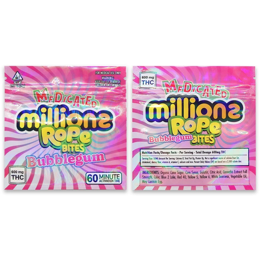 Sealable millions ropes bites Bags 3.5 G Holographic mylar Packaging Bags