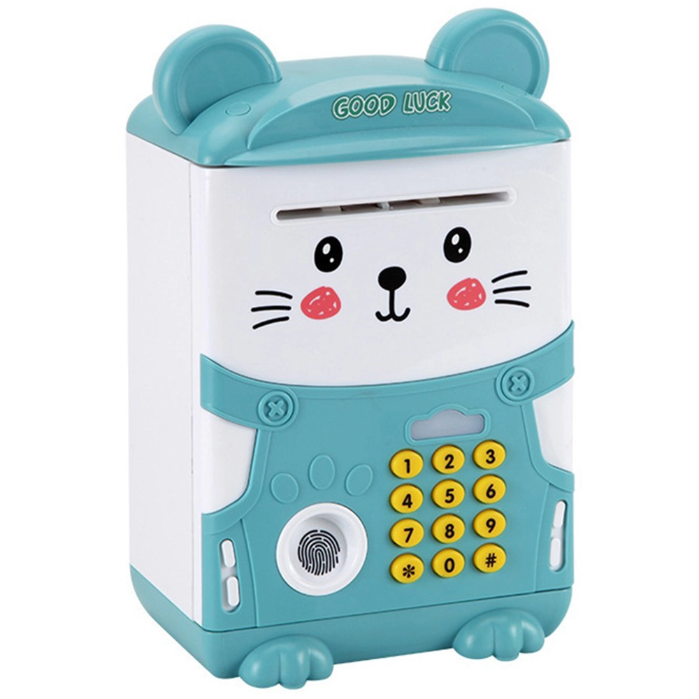 Mouse Mini Piggy Bank Money Saving Box With Fingerprint Blue 