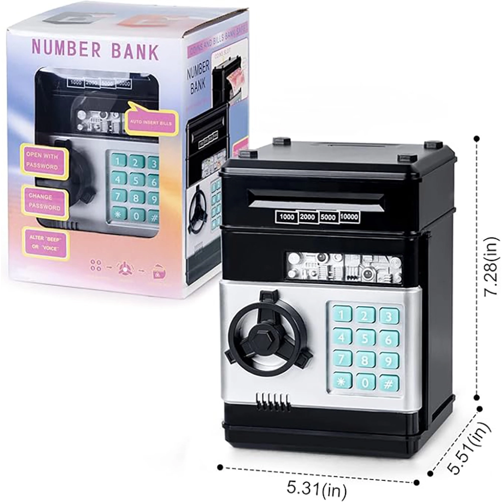 Number Bank Electronic money Saving Box For Kids Black