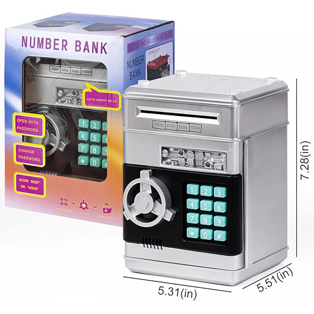 Number Bank Electronic money Saving Box For Kids Silver