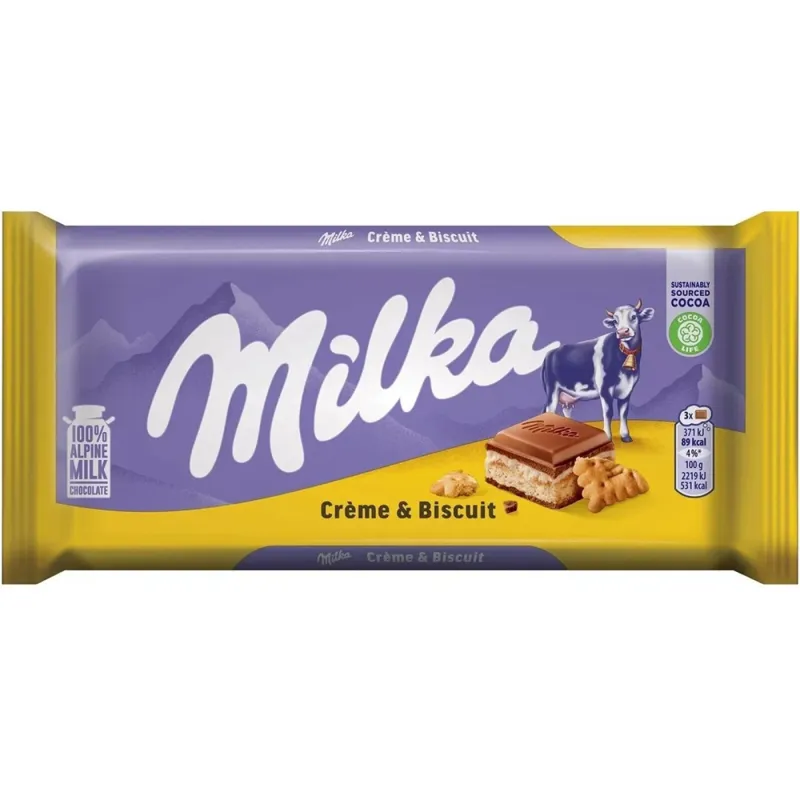 Milka Chocolate 100g Cream & Biscuit (Pack of 18)