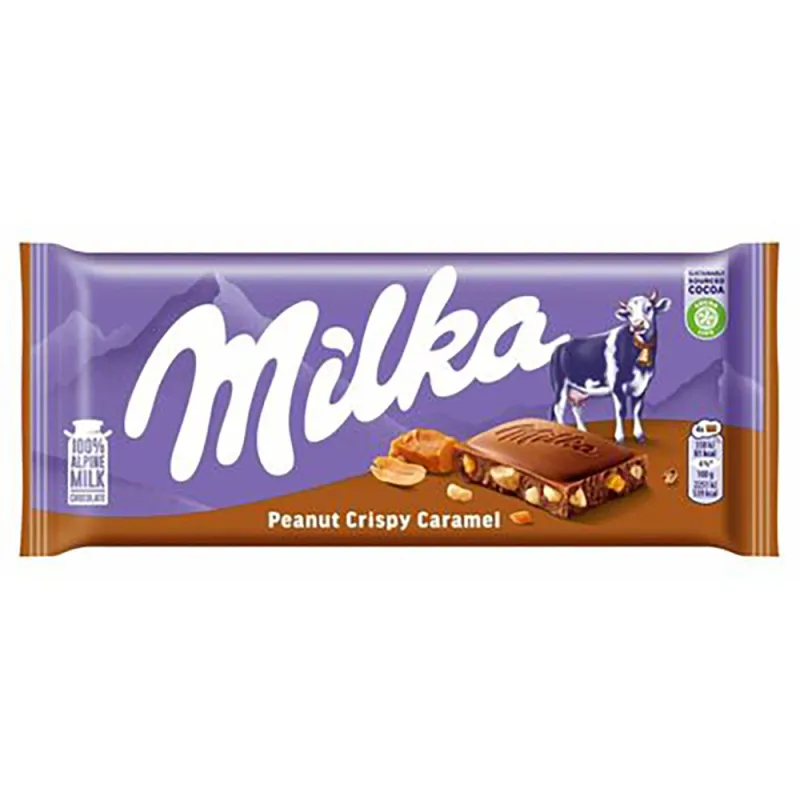 Milka Chocolate 90g Crispy Peanut Caramel (Pack of 24)