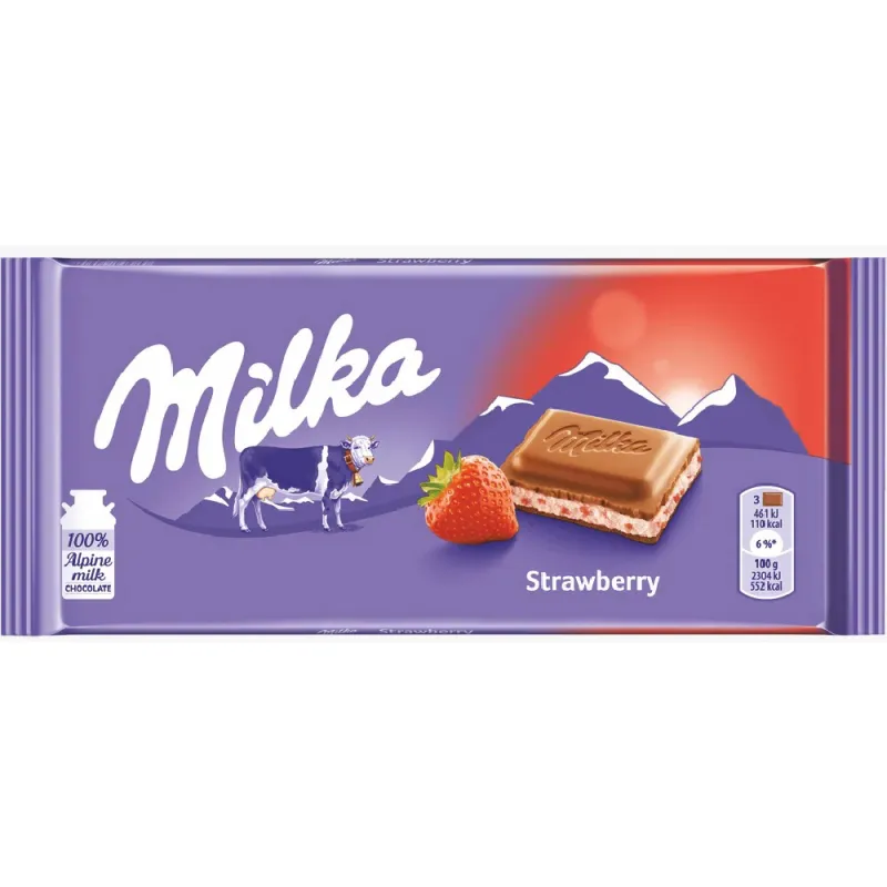 Milka Chocolate 100g Strawberry (Pack of 22)