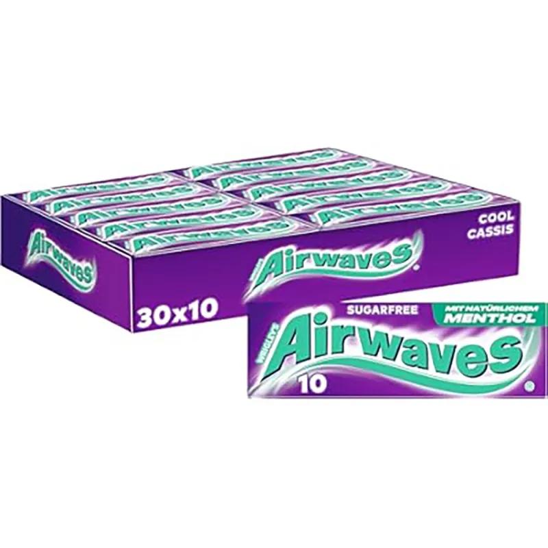 Airwaves 10 Pieces Sugar Free Gum Cool Classic Purple (Pack of 30)