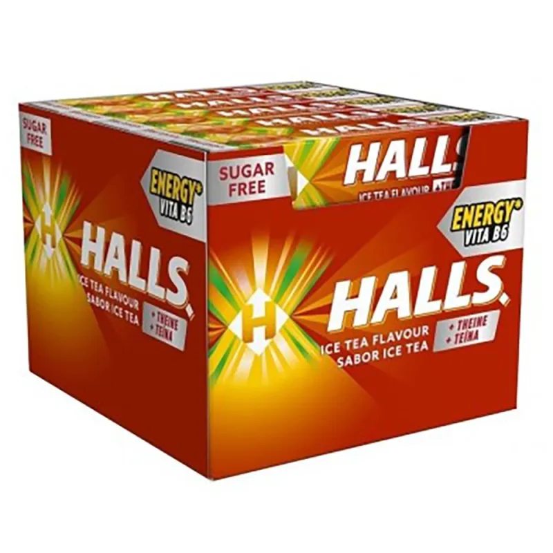 Halls Sugar Free Bubblegum 33.5g Ice Tea + Caffeine (Pack of 20)