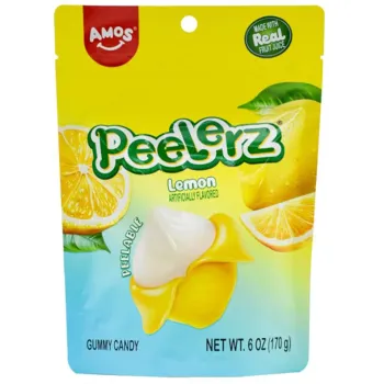 Amos Peelerz Lemon Gummy Candy 65g (Pack of 12)