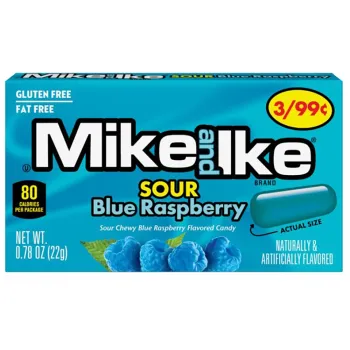 Mike & Ike 22g Blue Sour Raspberry Flavoured Candy (Pack of 24)