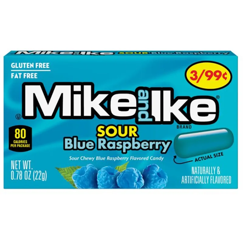 Mike & Ike 22g Blue Sour Raspberry Flavoured Candy (Pack of 24)
