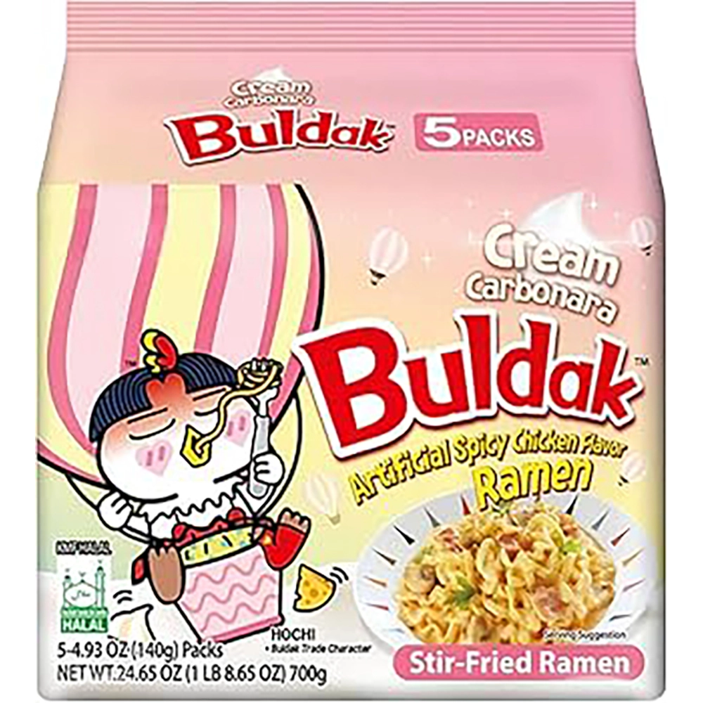 Samyang Buldak Cream Carbonara 130g Chicken Flavoured Noodles (Pack of 5)