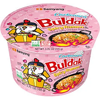 Samyang Buldak Bowl Carbonara 105g Chicken Flavoured Noodles (Pack of 16)