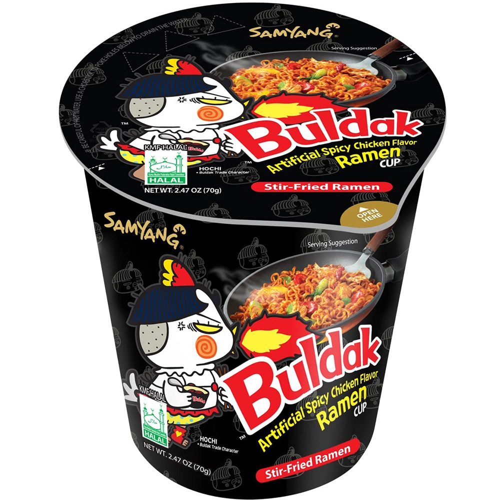 Samyang Buldak Original Cup 70g Chicken Flavoured Noodles (Pack of 6)