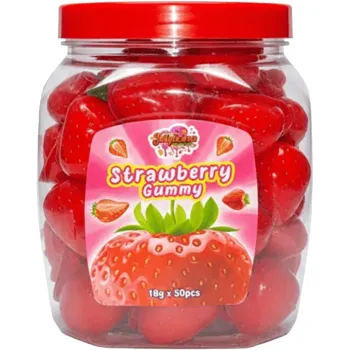 Jellylicious Strawberry Flavoured Gummy Candy Jar 18g (Pack of 50)