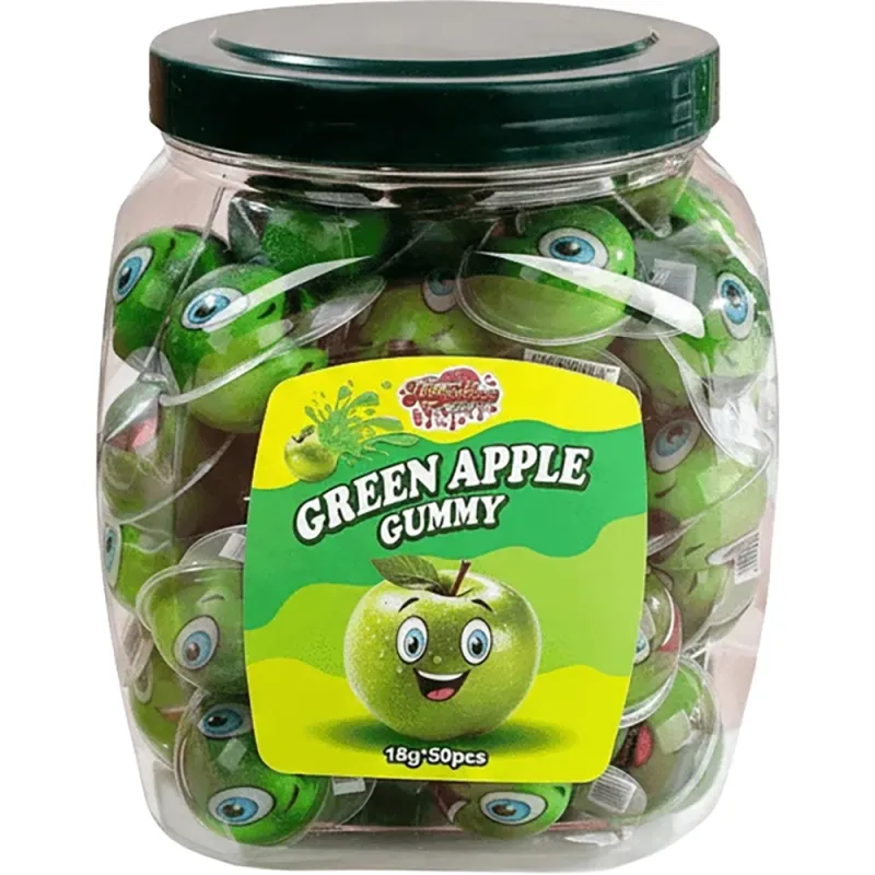 Jellylicious Green Apple Flavoured Gummy Candy Jar 18g (Pack of 50)