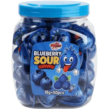 Jellylicious Blueberry Sour Flavoured Gummy Candy Jar 18g (Pack of 50)