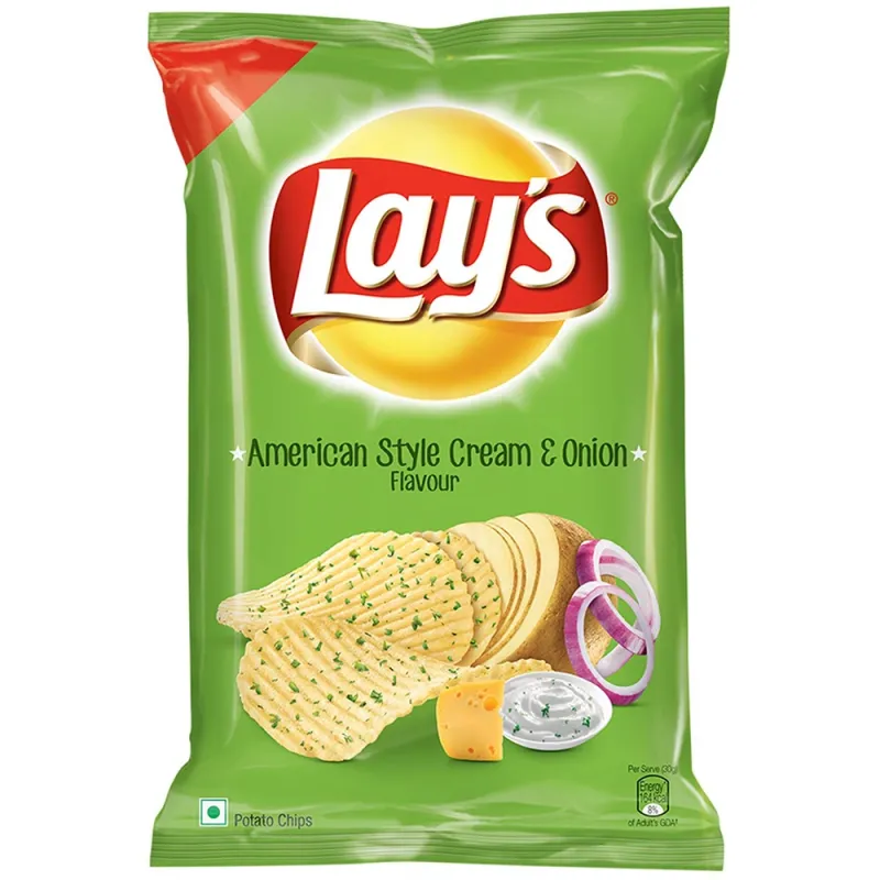 Lays American Style Cream & Onion Flavour 50g Potato Chips (Pack of 30)