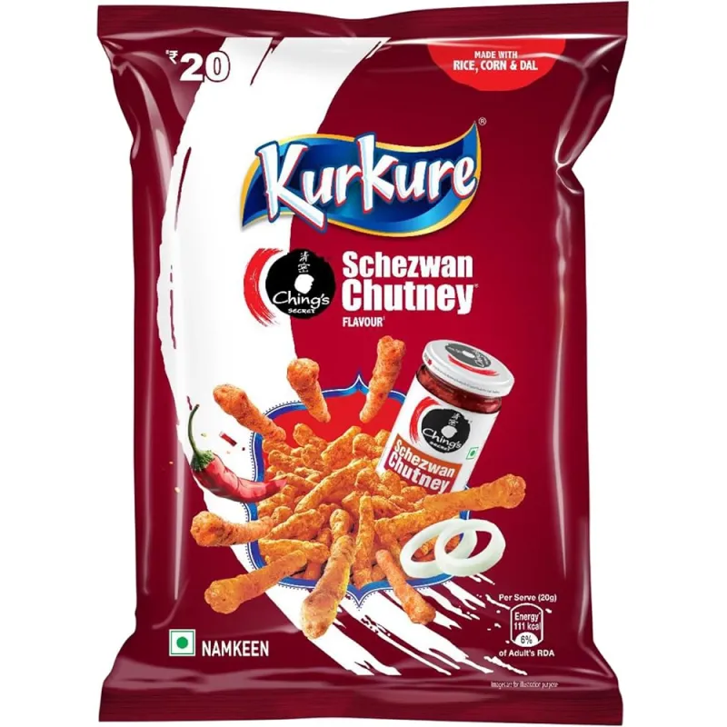Kurkure Schezwan Chutney Flavour Chips 80g (Pack of 30)