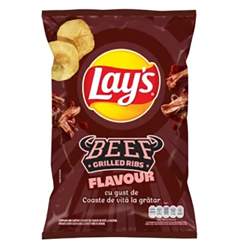 Lays Beef Grilled Ribs Flavour Chips 125g (Pack of 21)