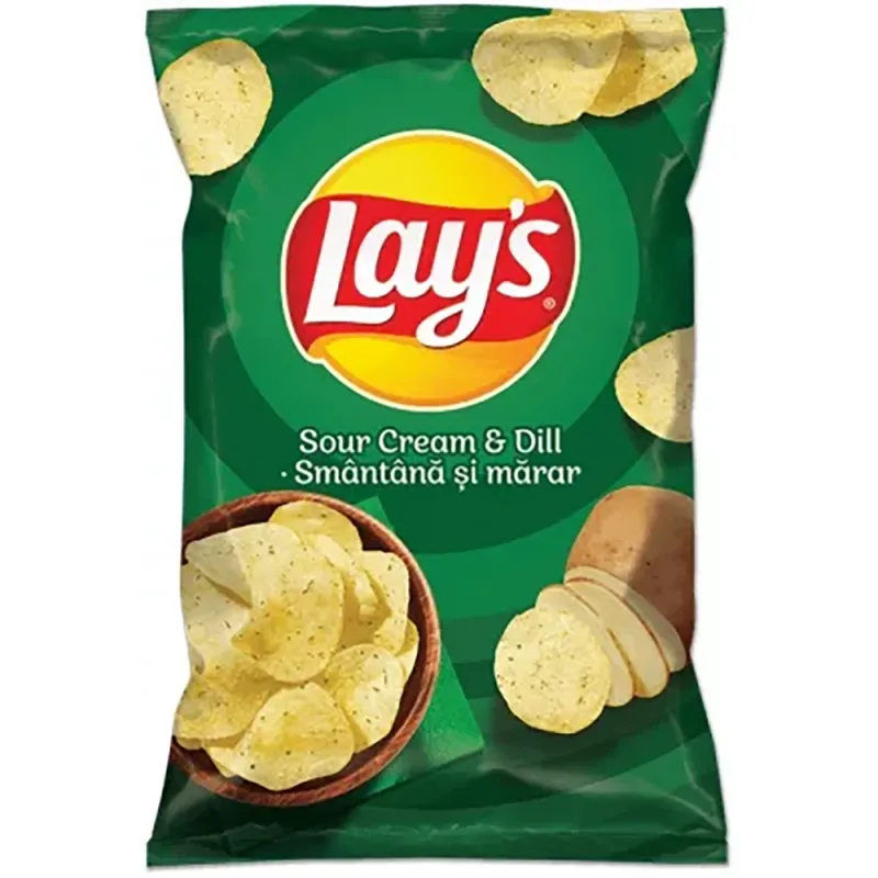 Lays Sour Cream and Drill Flavour Chips 125g (Pack of 21)