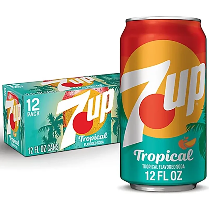 7UP Tropical Flavoured Soda Can 355ml (Pack of 12)